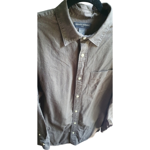 BANANA REPUBLIC Button Down Dress Shirt Brown Men's Size XL - Picture 2 of 9